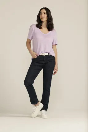 Linen V Neck Tee Lilac