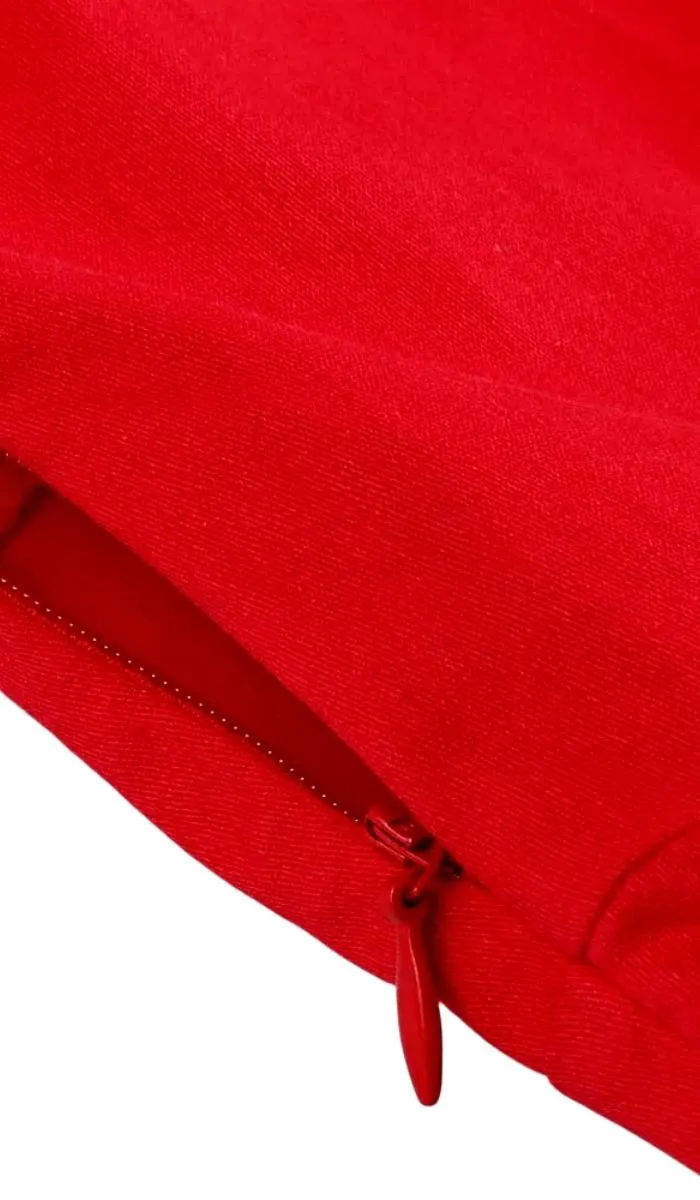 Luexco Sexy Red V Neck Elegant Cocktail Dress