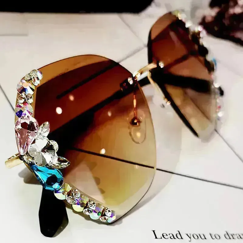Luxury Rhinestone Square Sunglasses for Women Fashion Outdoor Shades