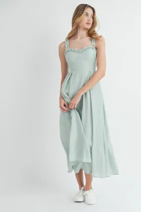Mckayla Sleeveless Ruffle Trim Midi Dress Mint