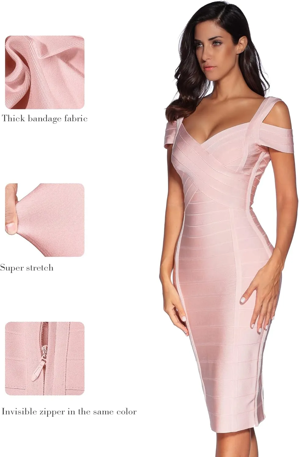 meilun Cold Shoulder Bandage Bodycon Dress for Women Wedding Guest Dress Birthday Party Event Dress