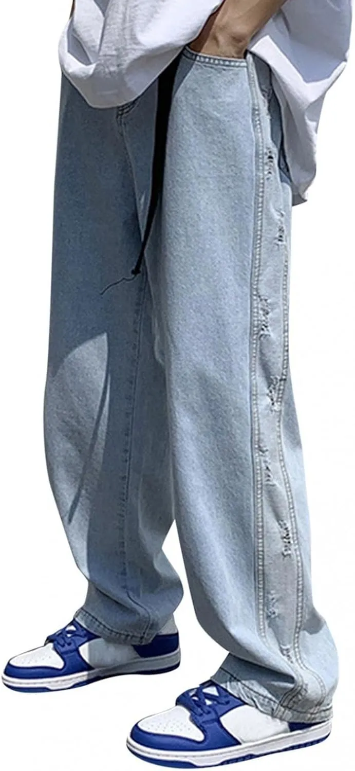 Men Jeans 2022 Fall Winter Relaxed Fit Straight Leg Jeans Fashion Loose Denim Pants Vintage Casual Jeans Streetwear