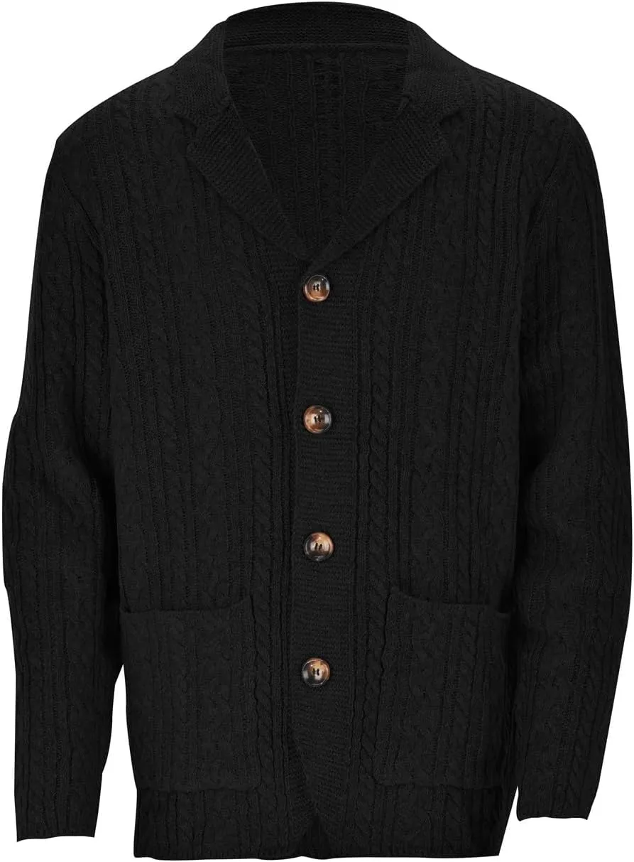 Mens Cardigan Sweater, Mens Cardigan Sweater Casual Soft Shawl Collar Cardigan Stylish Cable Knit Button Up Sweater