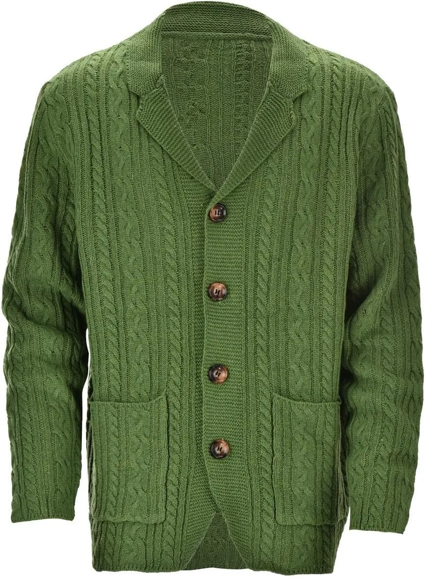 Mens Cardigan Sweater, Mens Cardigan Sweater Casual Soft Shawl Collar Cardigan Stylish Cable Knit Button Up Sweater
