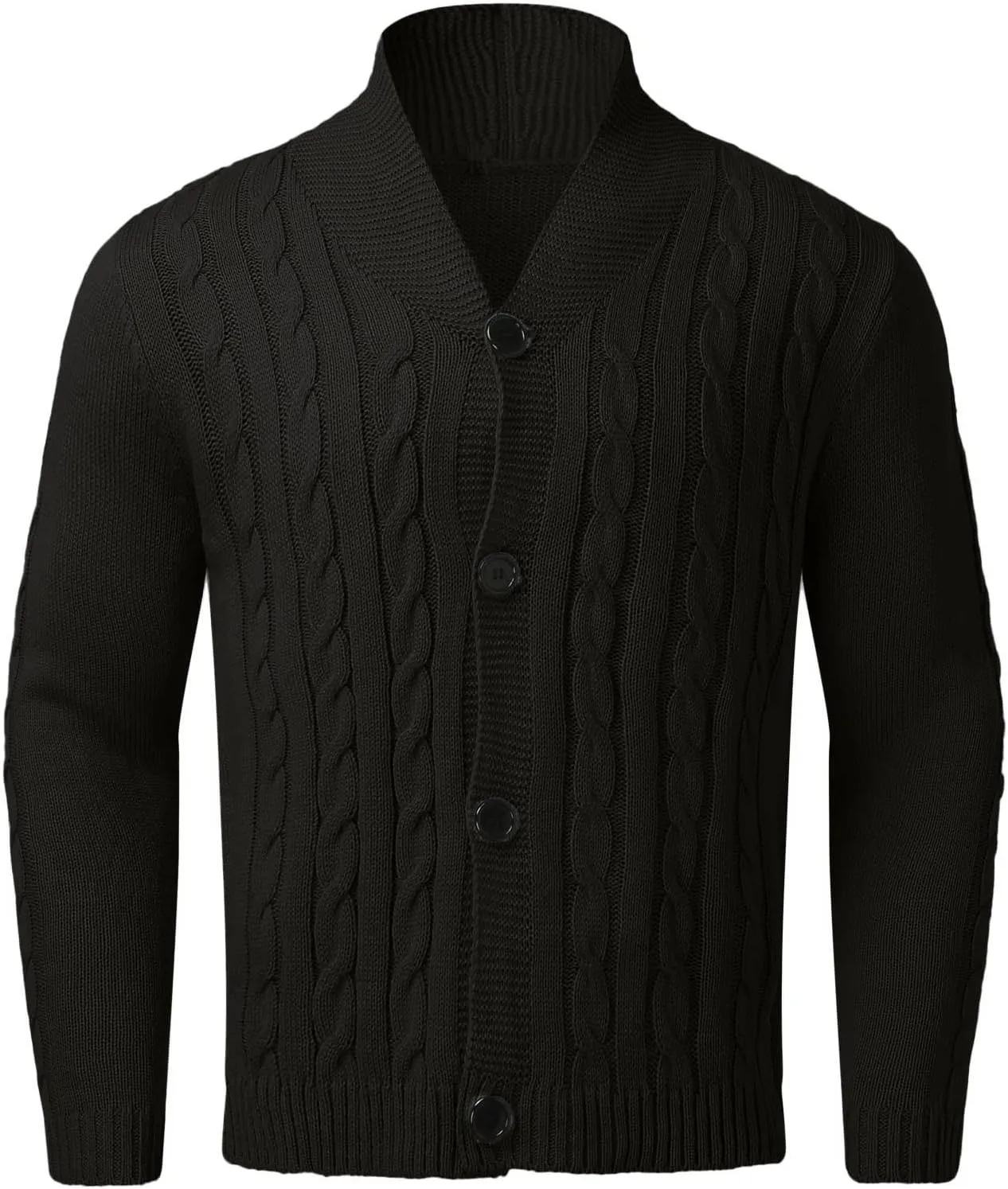 Mens Knit Cardigan Casual Loose Fit Fall Winter Coat Shawl Collar Button Down Long Sleeve Soft Warm Sweaters