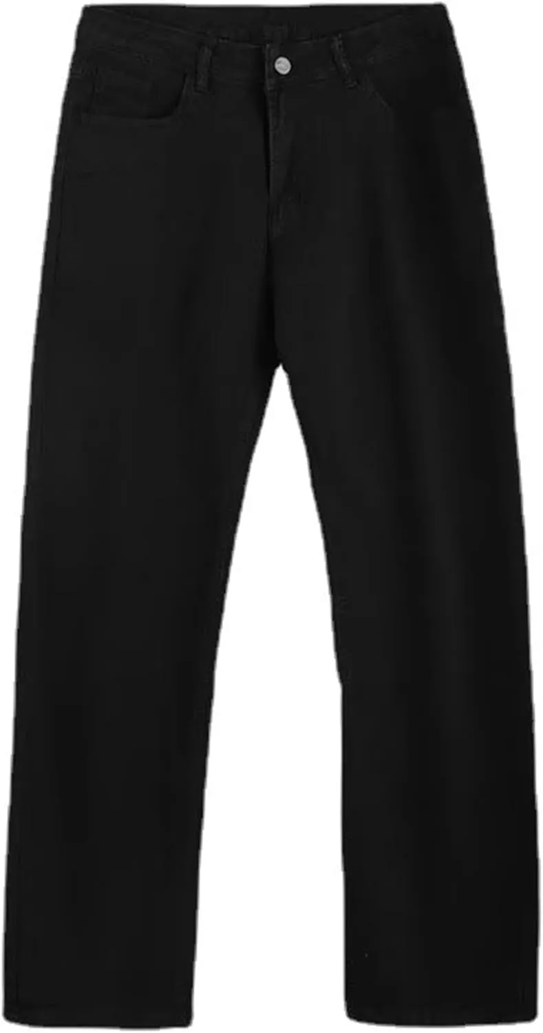 Men's Solid Straight Leg Work Jeans Casual Stylish Outdoor Denim Pants Regular Fit Comfort Jeans Trouser