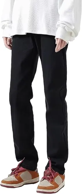 Men's Solid Straight Leg Work Jeans Casual Stylish Outdoor Denim Pants Regular Fit Comfort Jeans Trouser