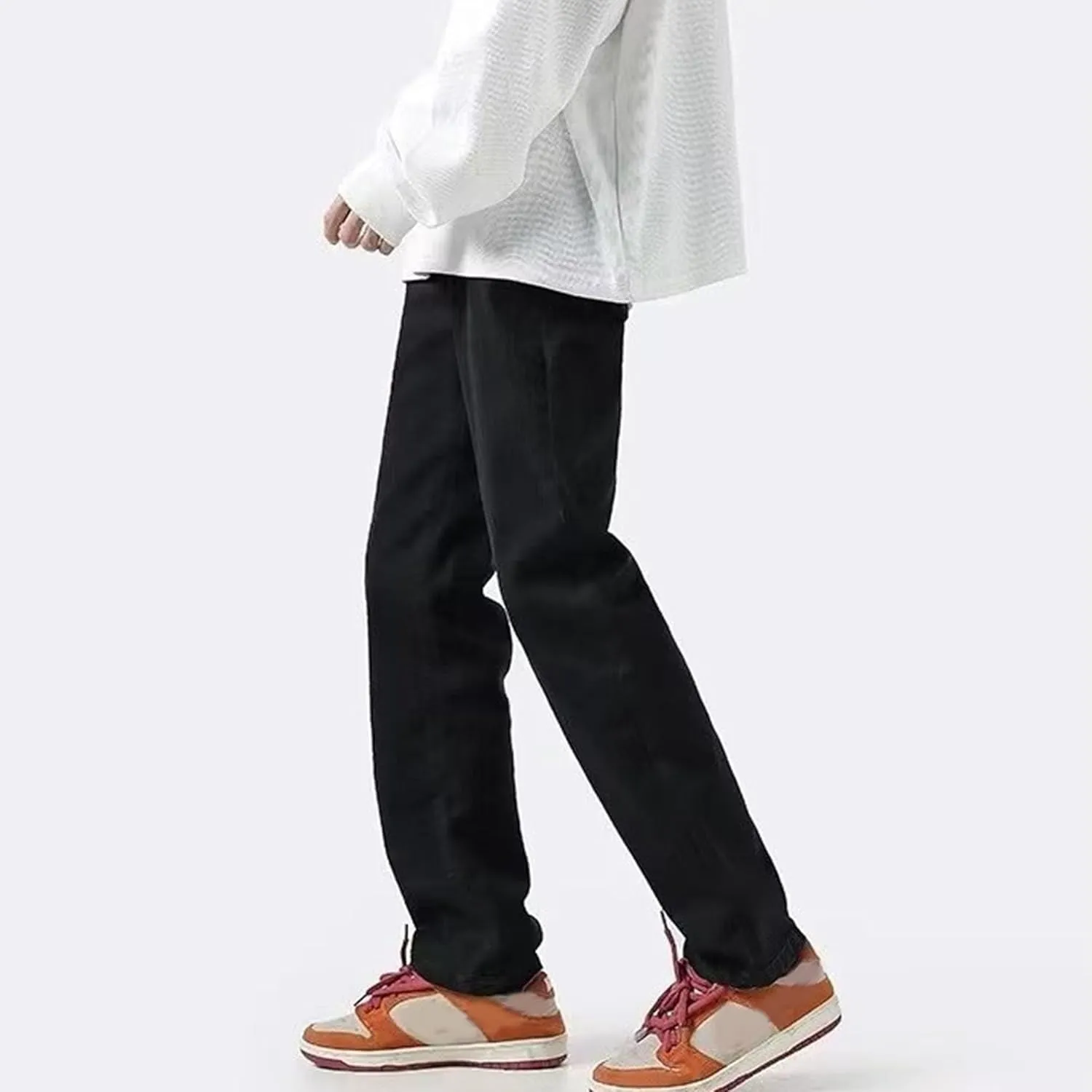 Men's Solid Straight Leg Work Jeans Casual Stylish Outdoor Denim Pants Regular Fit Comfort Jeans Trouser