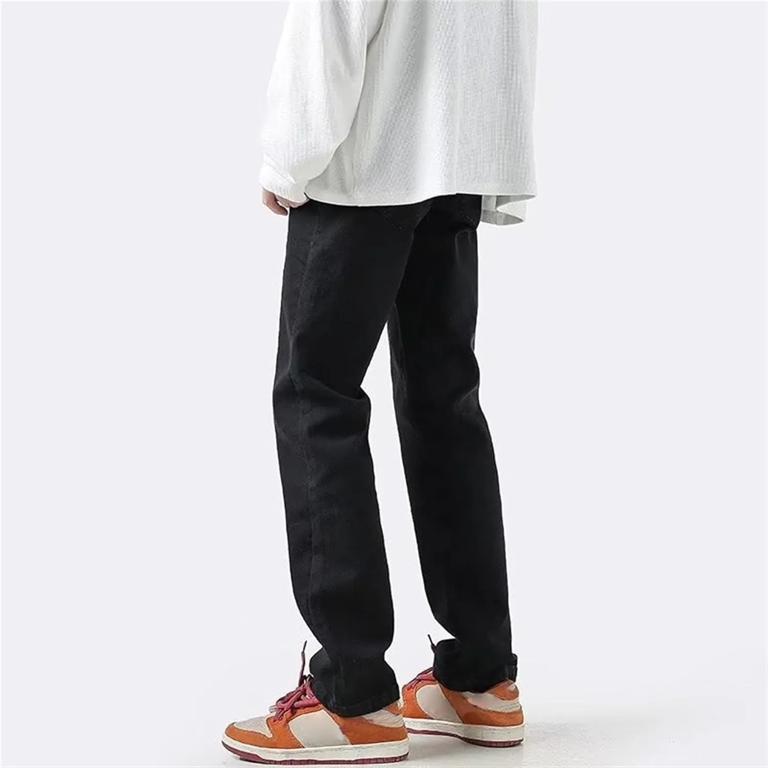 Men's Solid Straight Leg Work Jeans Casual Stylish Outdoor Denim Pants Regular Fit Comfort Jeans Trouser