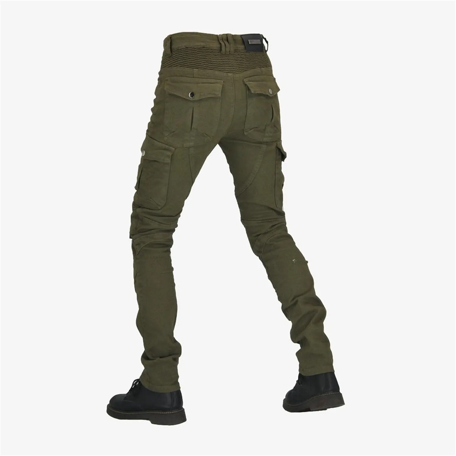 Men's Stretch Multi-Pocket Biker Jeans Slim Fit Vintage Denim Jeans Straight Leg Skinny Casual Cargo Jeans