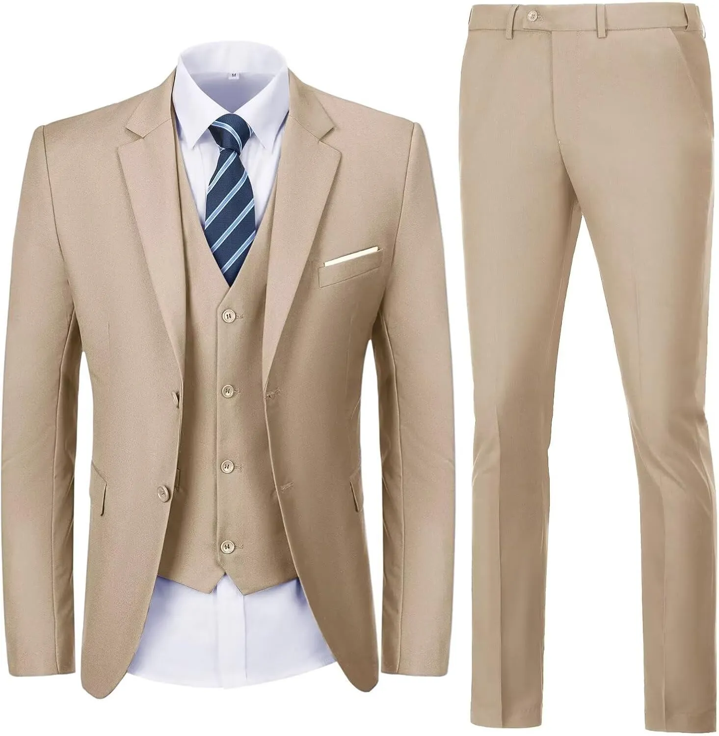 Men's Suit Slim Fit 3 Piece Suits for Men Two Button Blazer Jacket Vest Pants Tuxedo Set