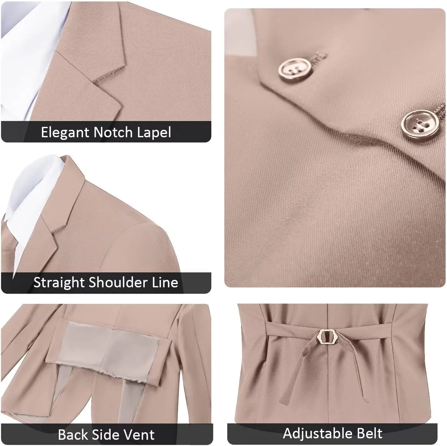 Men's Suit Slim Fit 3 Piece Suits for Men Two Button Blazer Jacket Vest Pants Tuxedo Set