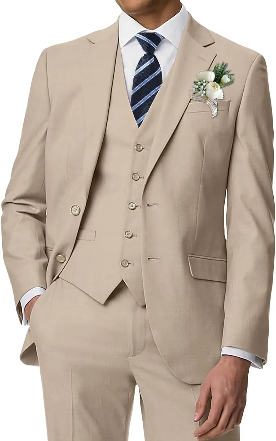 Men's Suit Slim Fit 3 Piece Suits for Men Two Button Blazer Jacket Vest Pants Tuxedo Set