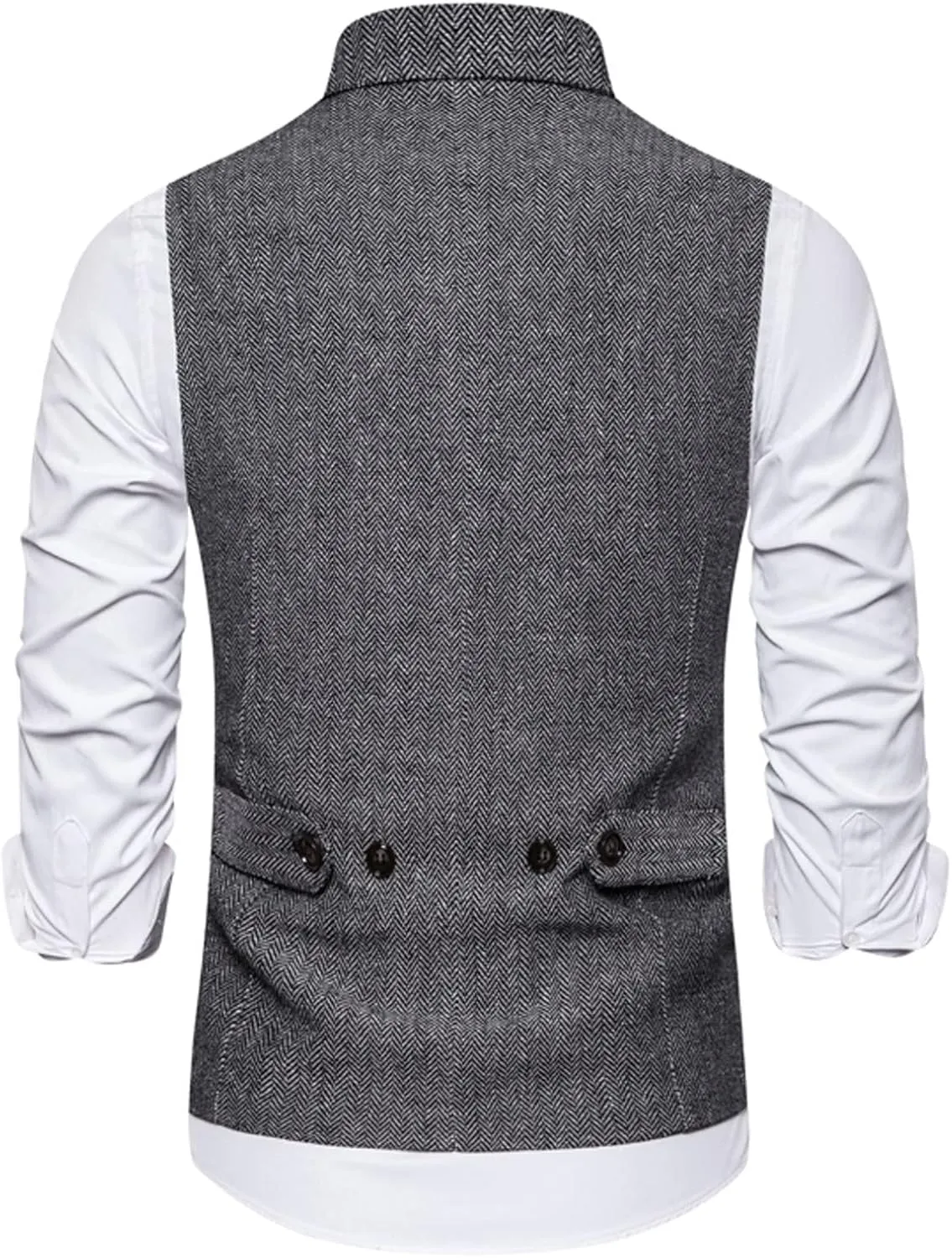 Mens Suit Vest Solid Casual Business Blazer Waistcoat Slim Fit Double Breasted Notched Lapel Dress Vest Classic Blazer