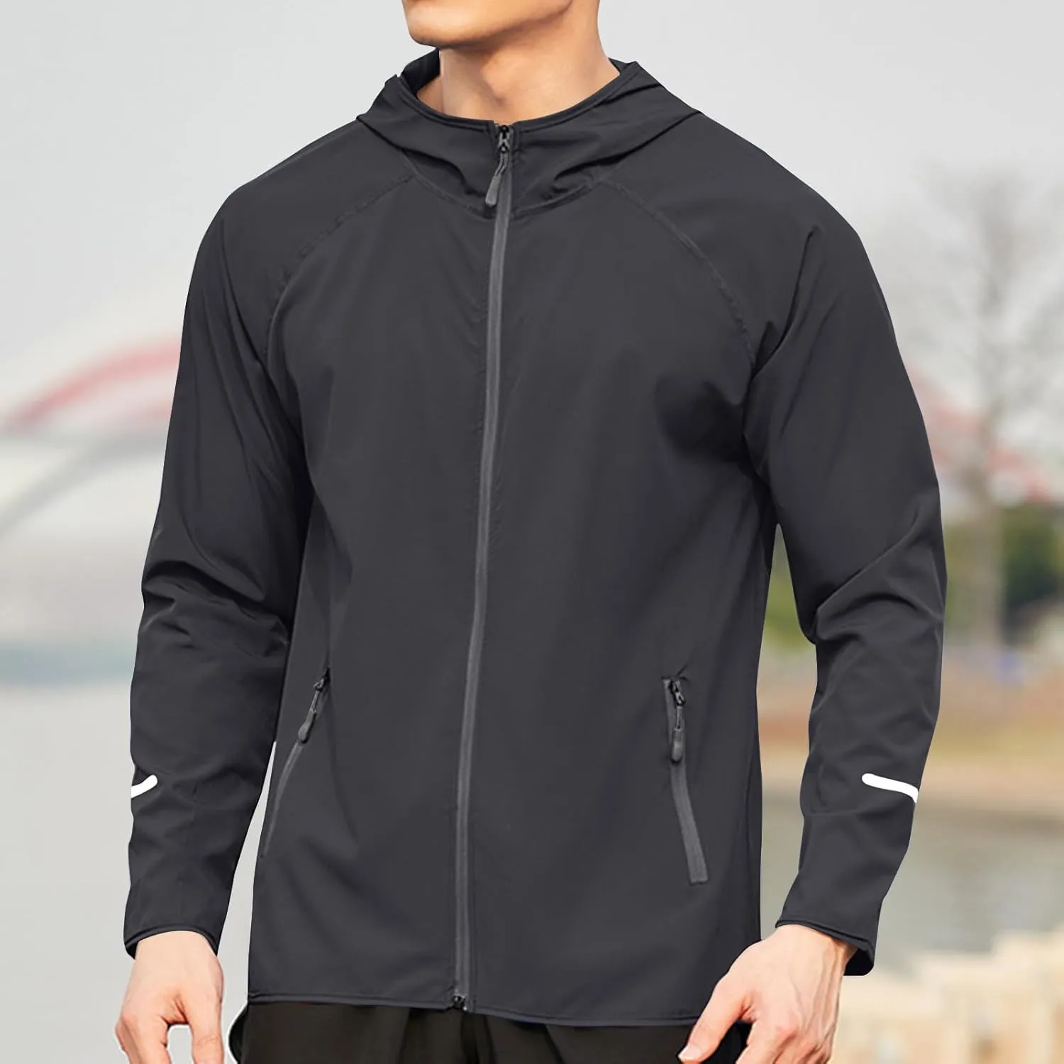 Men's Sun Protection Hoodie Shirt Lightweight Summer Outdoor Fishing Hiking Casual Jacket Breathable Athletic Coat
