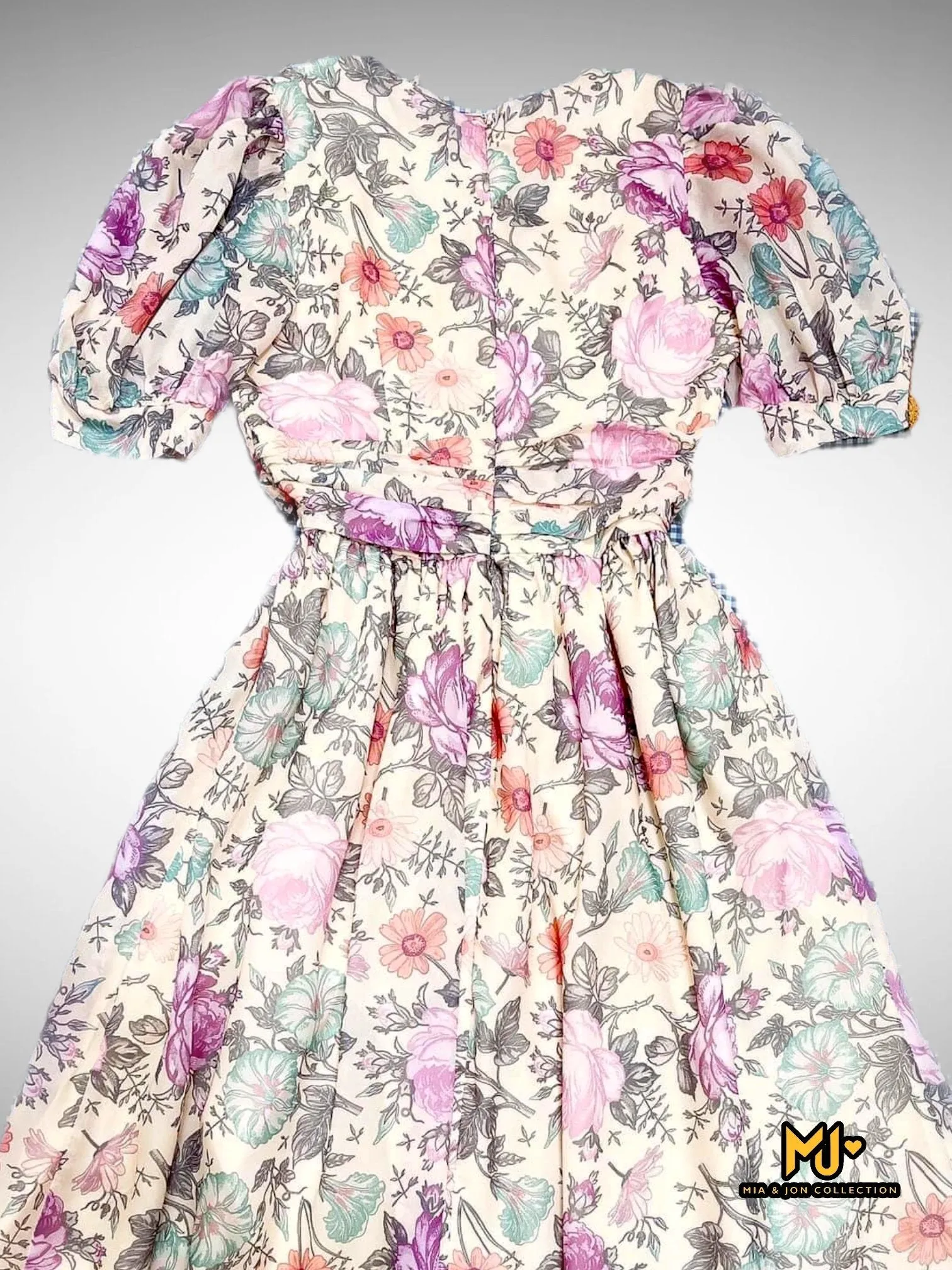 MJV1988 Elegant Floral-Print Fit & Flare Dress