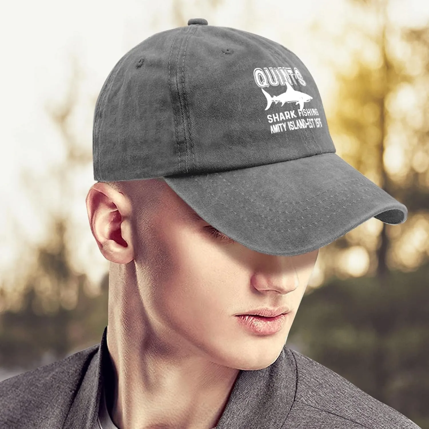 Quints Shark Fishing Amity Island EST 1977 Hat Men Funny Mesh Hats for Fall