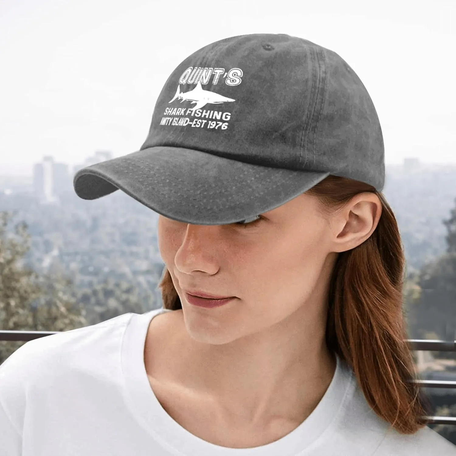 Quints Shark Fishing Amity Island EST 1977 Hat Men Funny Mesh Hats for Fall