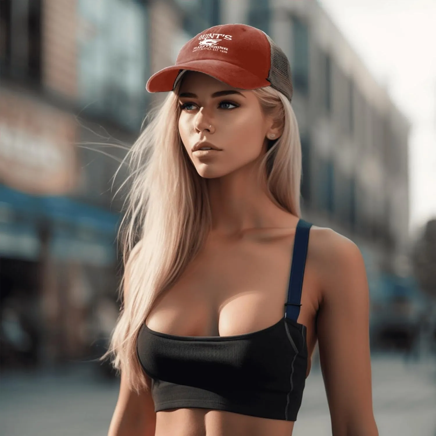 Quints Shark Fishing Amity Island EST 1978 Hat Trucker Hat Women Trendy Mesh Baseball Cap for Fall