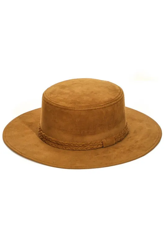 Rope Strap Boater Fashion Hat in Camel