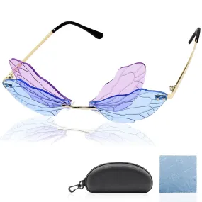 Stylish Unique Cool Frameless Dragonfly Wing Shaped Sunglasses
