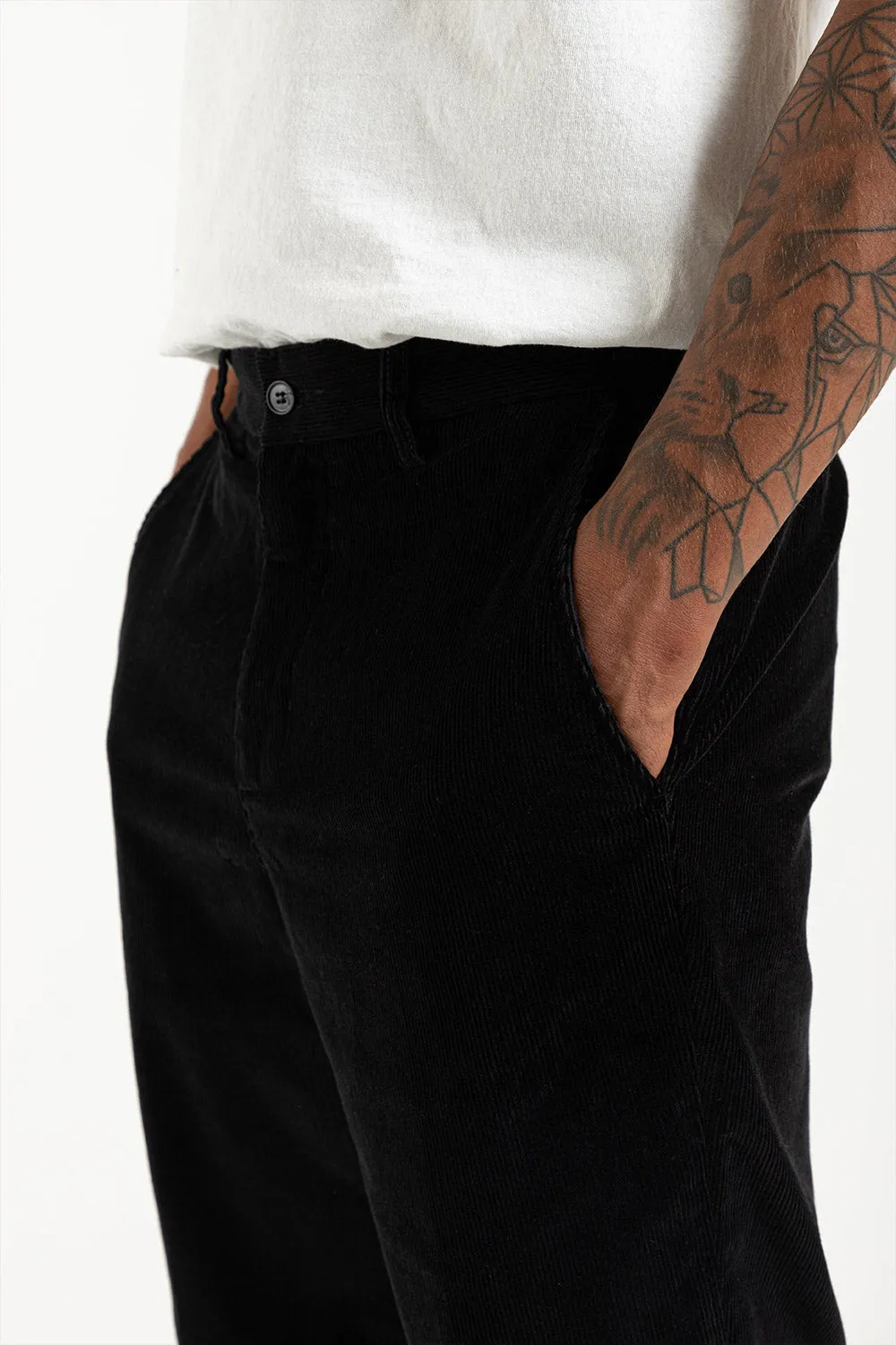 Tailored Cord Trousers - Black