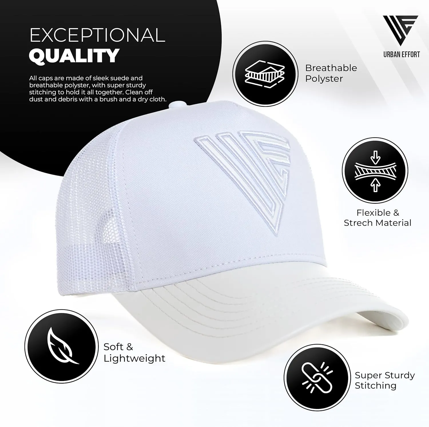 Urban Effort Trendy Mesh Back Cap - Baseball Hat 5-Panel Trucker Hat Women - Trendy Snapback for Outdoors