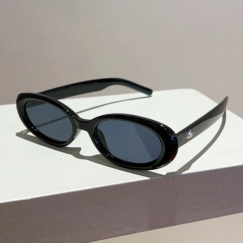 VAIGE Stylish Vintage Oval Sunglasses - Black & Tortoise Shell UV400