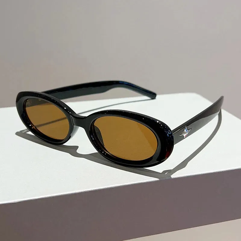 VAIGE Stylish Vintage Oval Sunglasses - Black & Tortoise Shell UV400