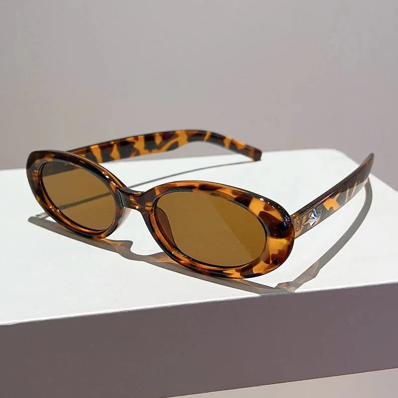 VAIGE Stylish Vintage Oval Sunglasses - Black & Tortoise Shell UV400