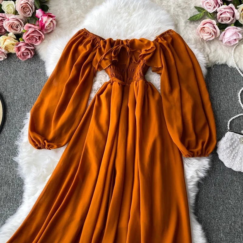 Vintage Dress, Boho Midi Dress, Dress, Smocked Dress, Honey  in Green, Pink, Orange, Yellow and Red