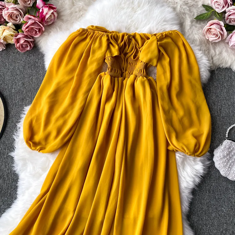 Vintage Dress, Boho Midi Dress, Dress, Smocked Dress, Honey  in Green, Pink, Orange, Yellow and Red