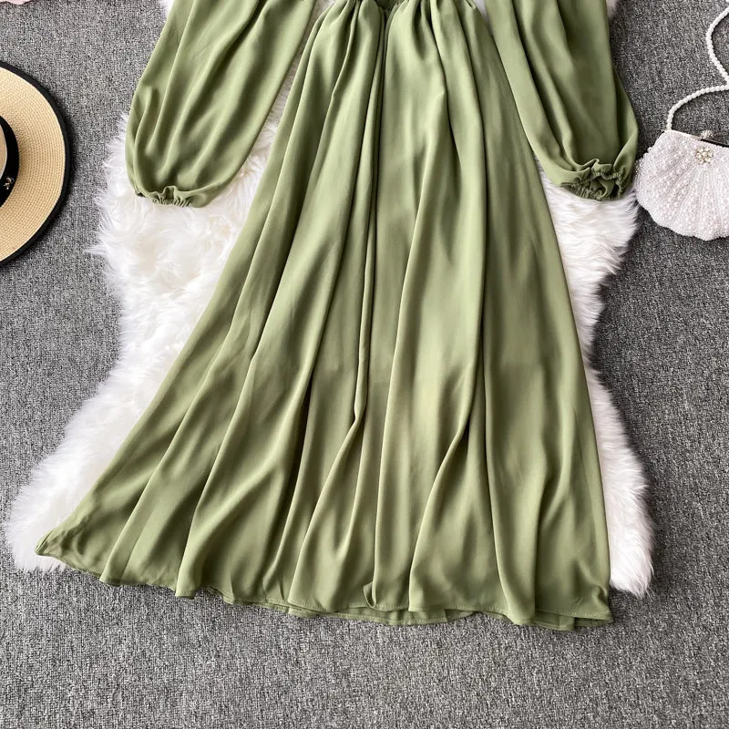 Vintage Dress, Boho Midi Dress, Dress, Smocked Dress, Honey  in Green, Pink, Orange, Yellow and Red