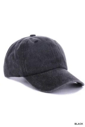Vintage Wash Casual Baseball Hat • Black or Mocha