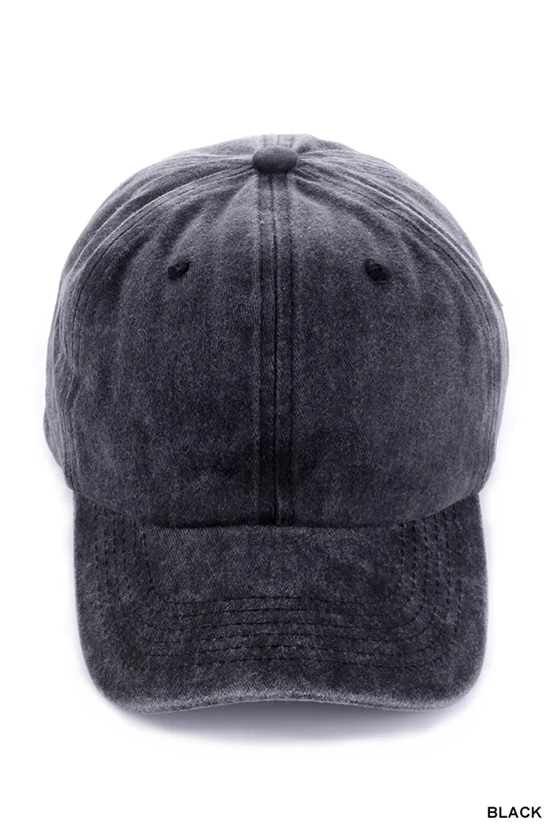 Vintage Wash Casual Baseball Hat • Black or Mocha