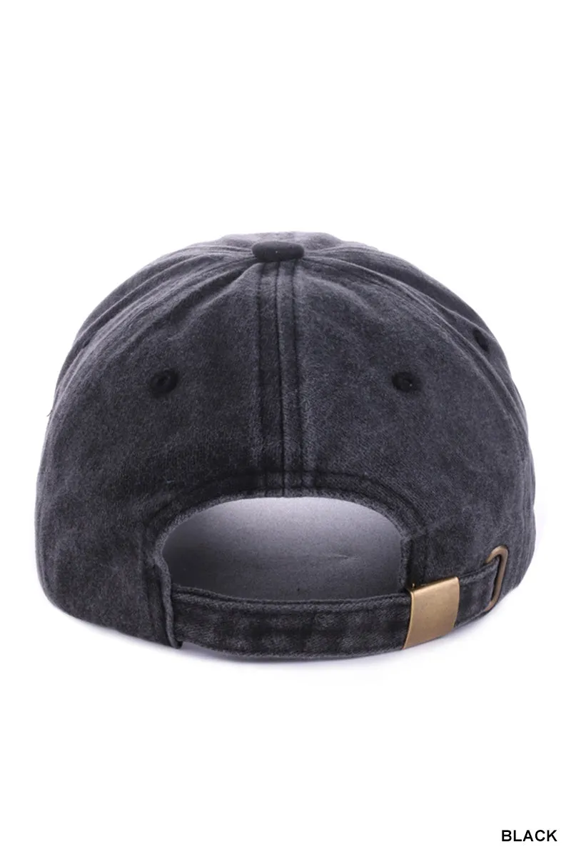 Vintage Wash Casual Baseball Hat • Black or Mocha