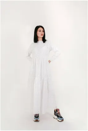 White Cotton Sienna Midi Dress