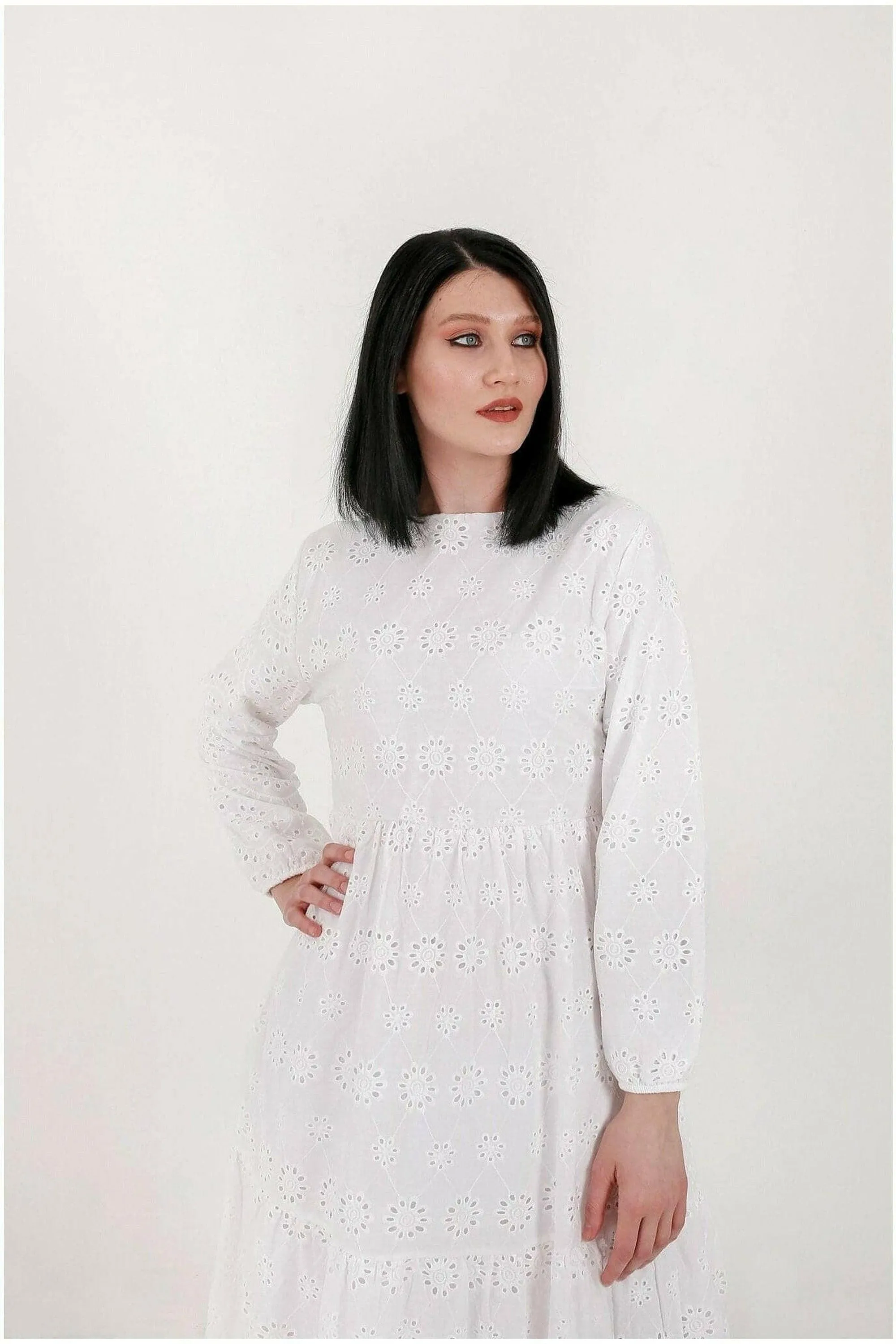 White Cotton Sienna Midi Dress