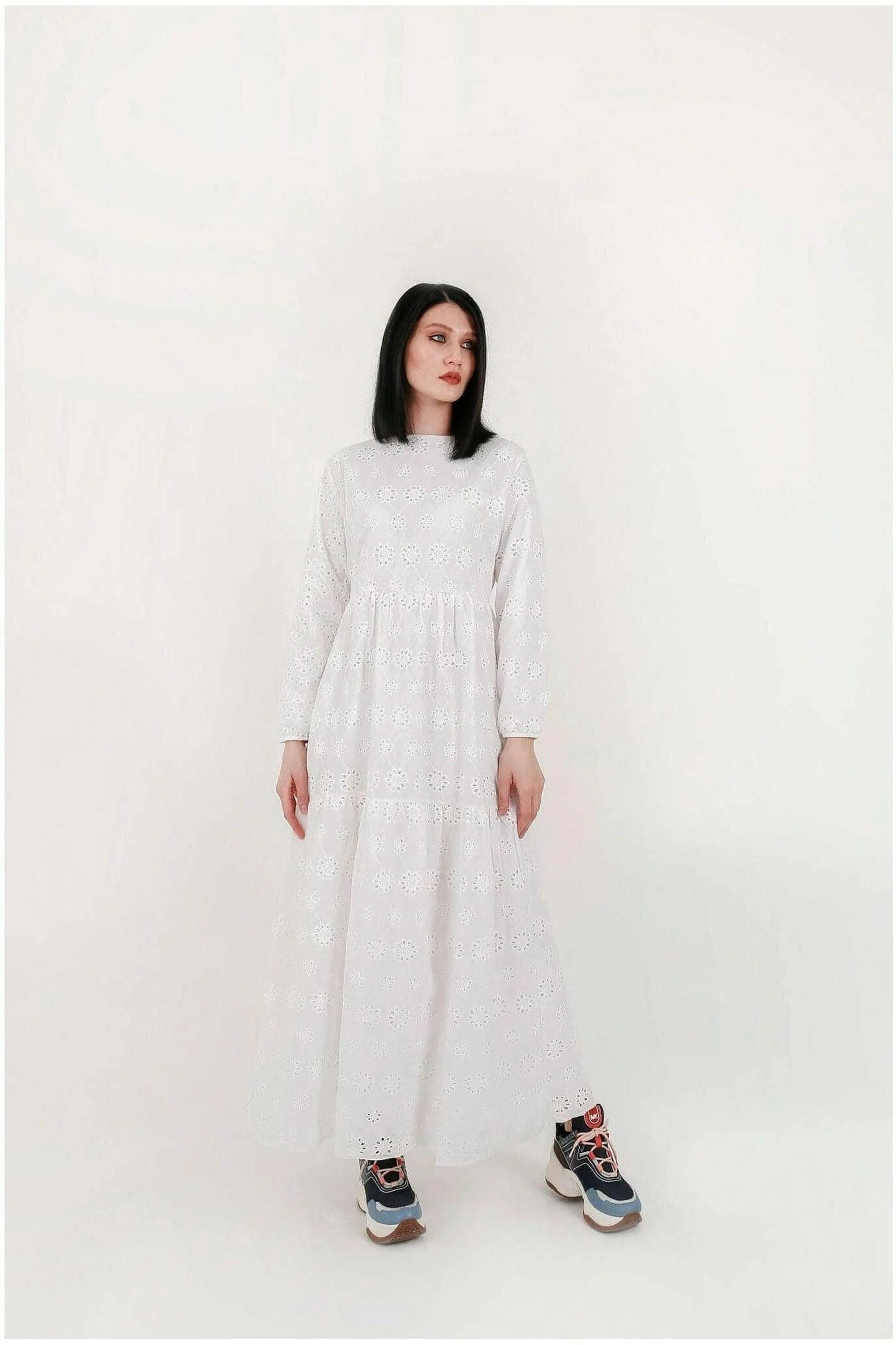 White Cotton Sienna Midi Dress