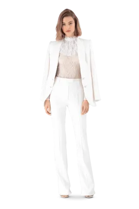 White Satin Crepe Tailored Trousers