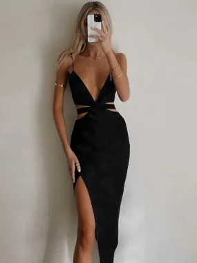 Women Elegant Sleeveless Backless Cutout Dress