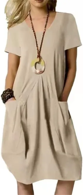 Women Long Sleeve Swing Tshirt Dress with Pockets Loose Fit Summer Casual Tunic Dress