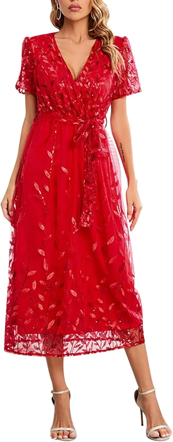 Women Plus Size Summer Dress - Easter Spring Floral Wedding Guest Maxi Long Dress