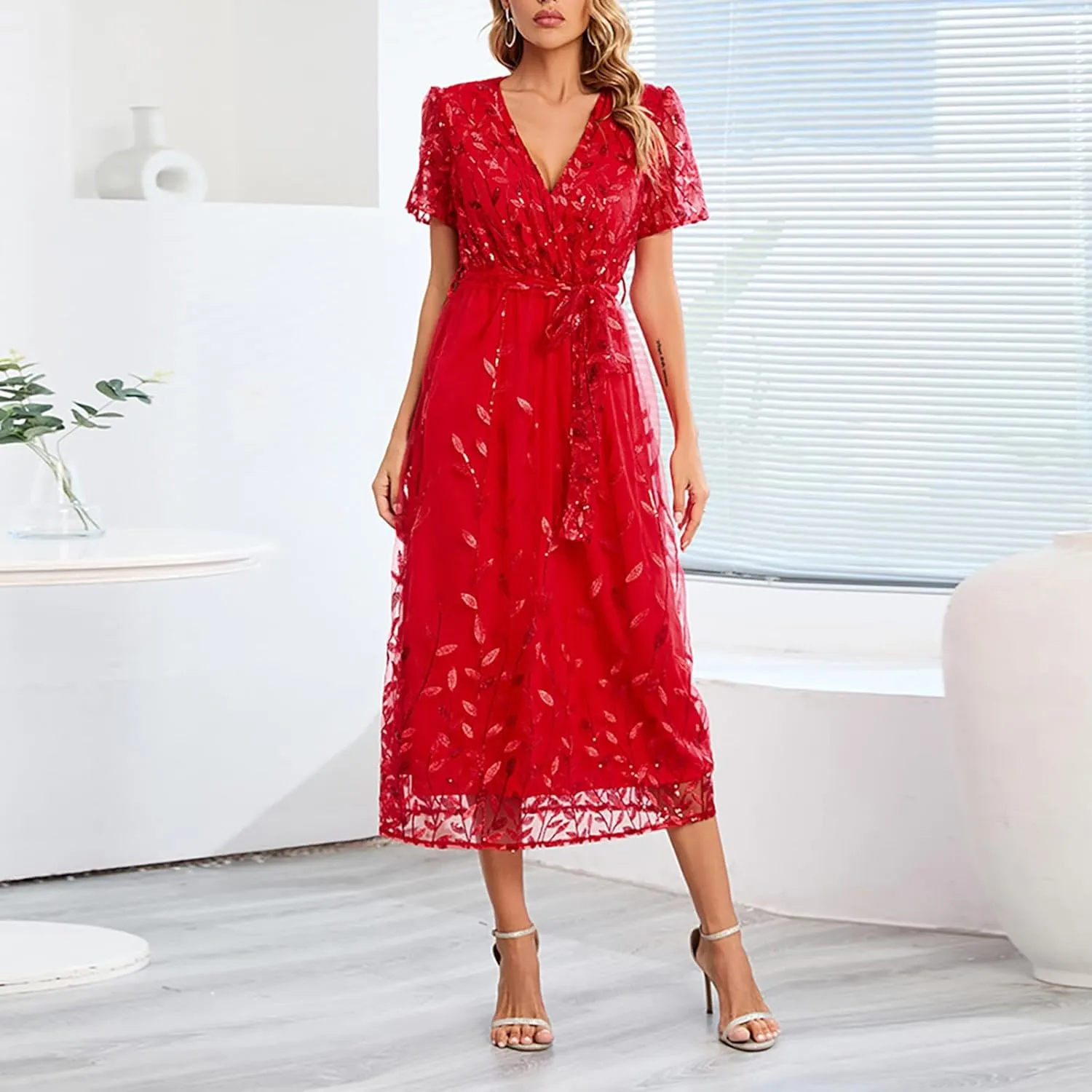 Women Plus Size Summer Dress - Easter Spring Floral Wedding Guest Maxi Long Dress