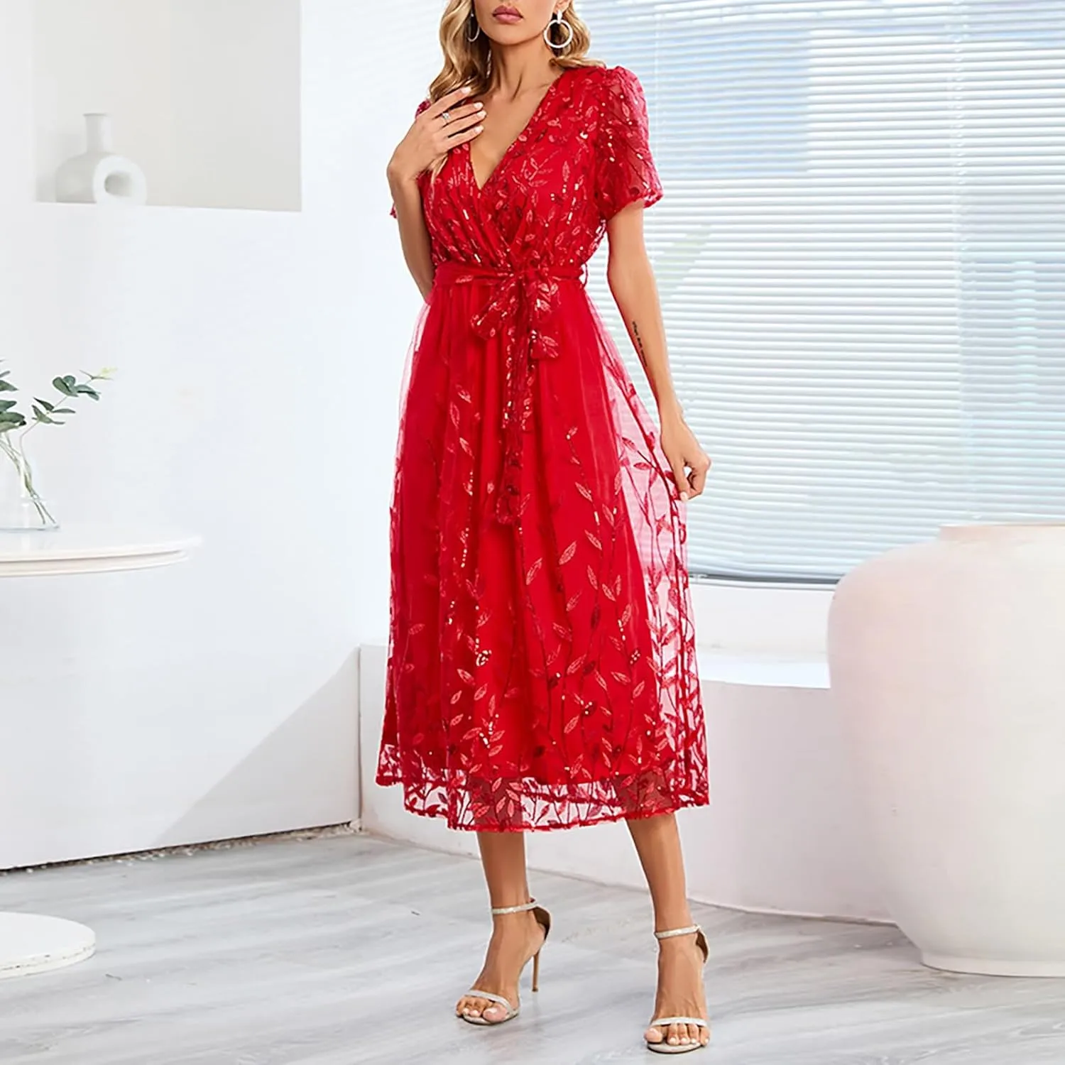 Women Plus Size Summer Dress - Easter Spring Floral Wedding Guest Maxi Long Dress