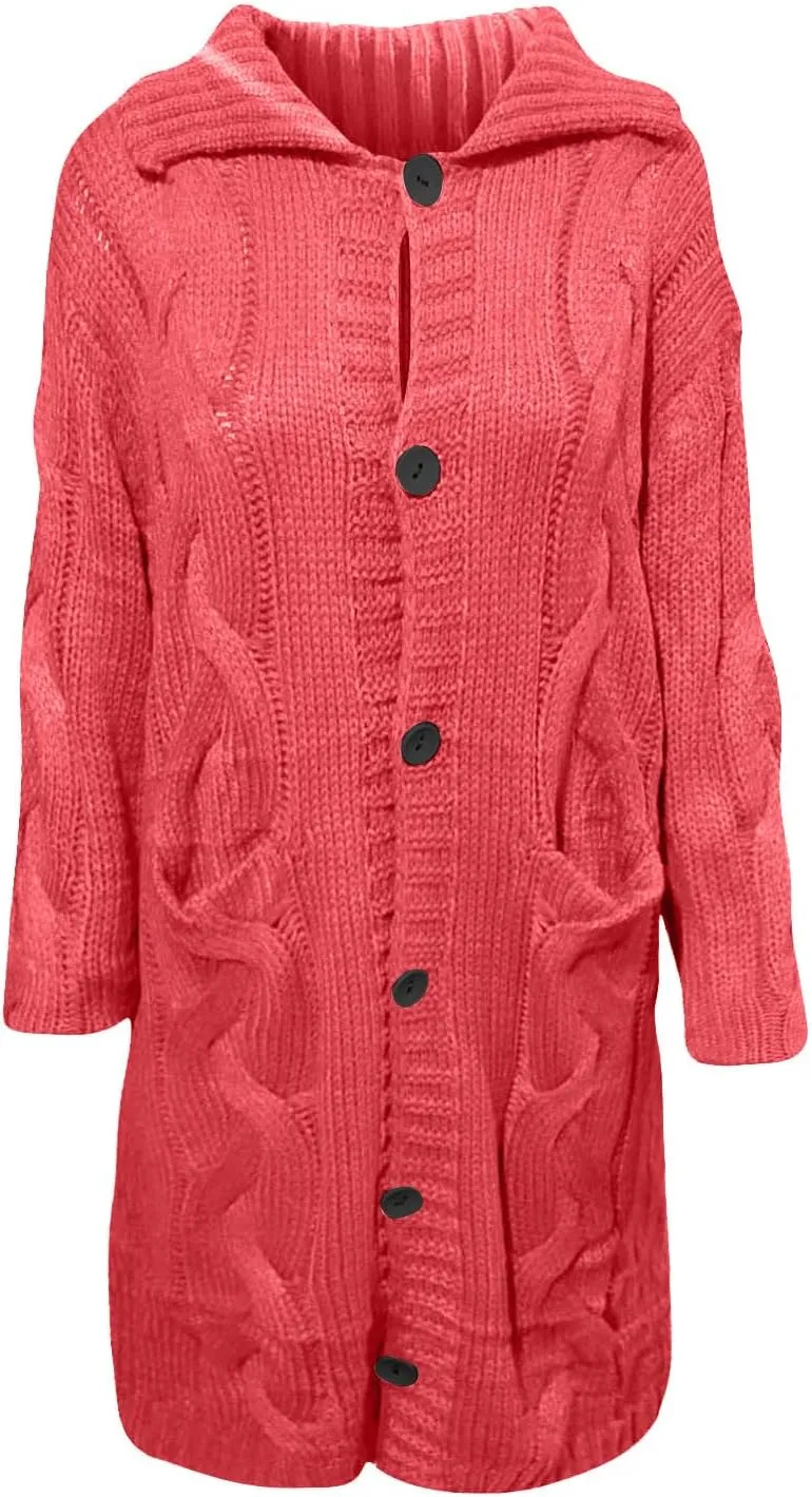 Women's Cardigans Button-Down Long Sleeve Oversized Knit Outerwear Plus Size Casual Soft Lapel Open Front Sweater