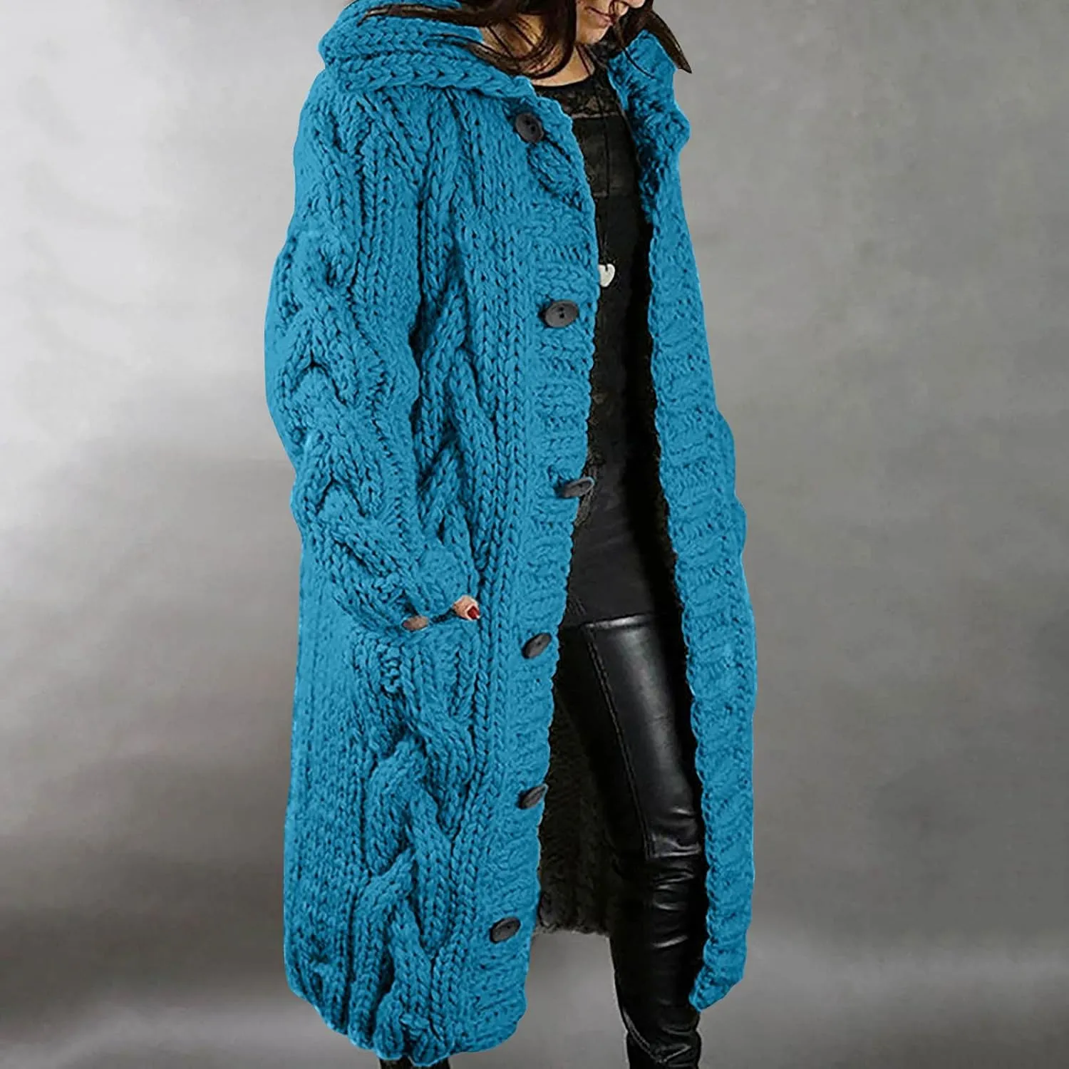 Women's Cardigans Button-Down Long Sleeve Oversized Knit Outerwear Plus Size Casual Soft Lapel Open Front Sweater
