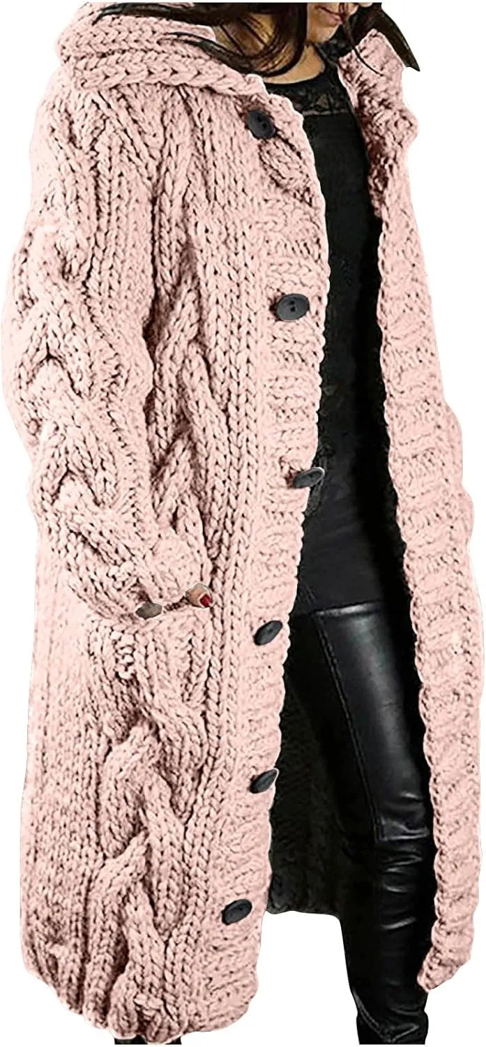 Women's Cardigans Button-Down Long Sleeve Oversized Knit Outerwear Plus Size Casual Soft Lapel Open Front Sweater