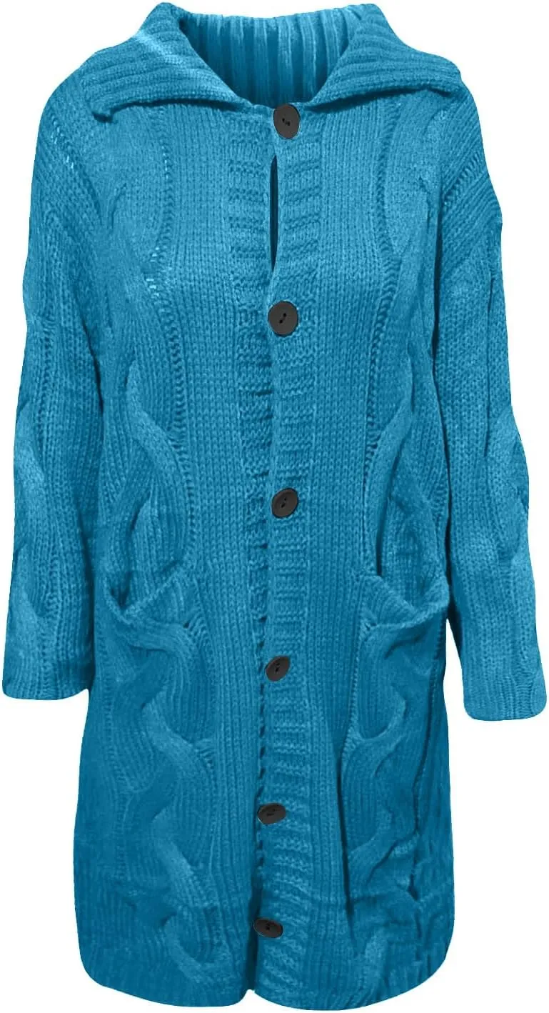 Women's Cardigans Button-Down Long Sleeve Oversized Knit Outerwear Plus Size Casual Soft Lapel Open Front Sweater