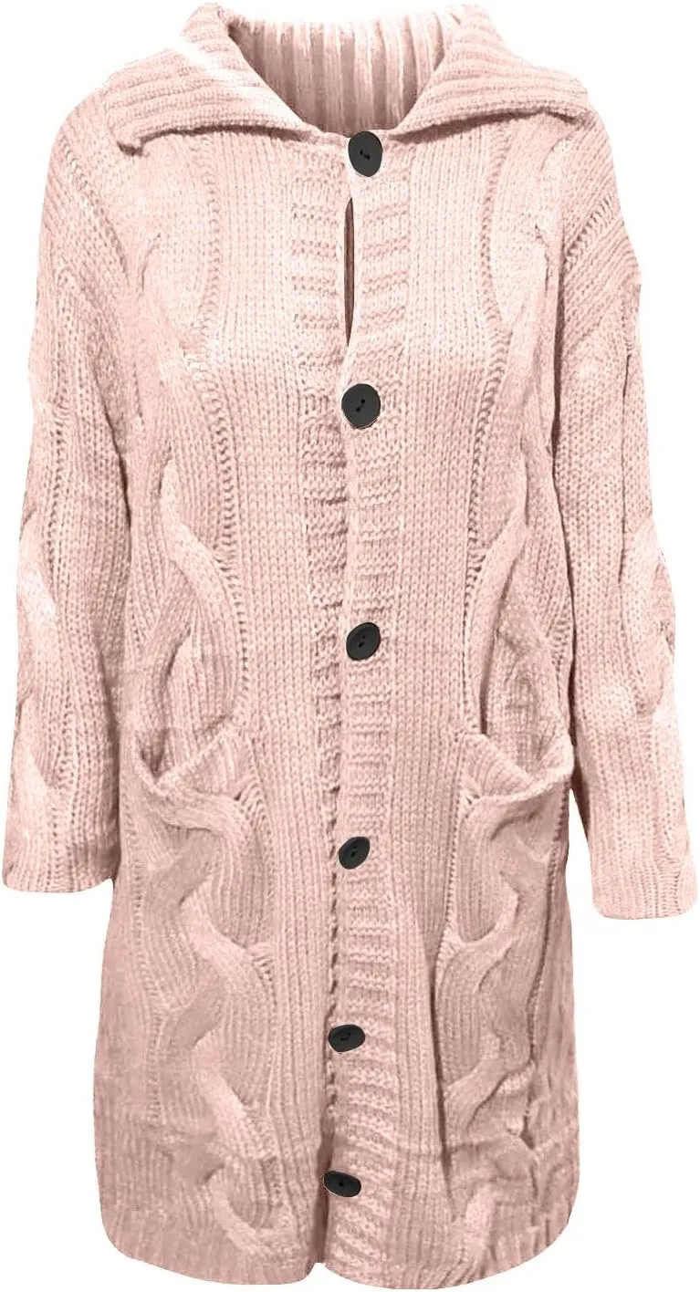 Women's Cardigans Button-Down Long Sleeve Oversized Knit Outerwear Plus Size Casual Soft Lapel Open Front Sweater